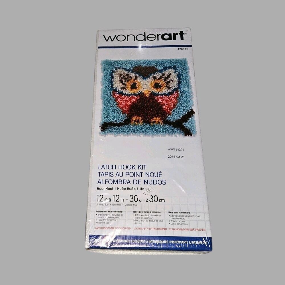 Wonder Art “Hoot Hoot” Latch Hook Owl Kit 12 X 12" NEW Sealed